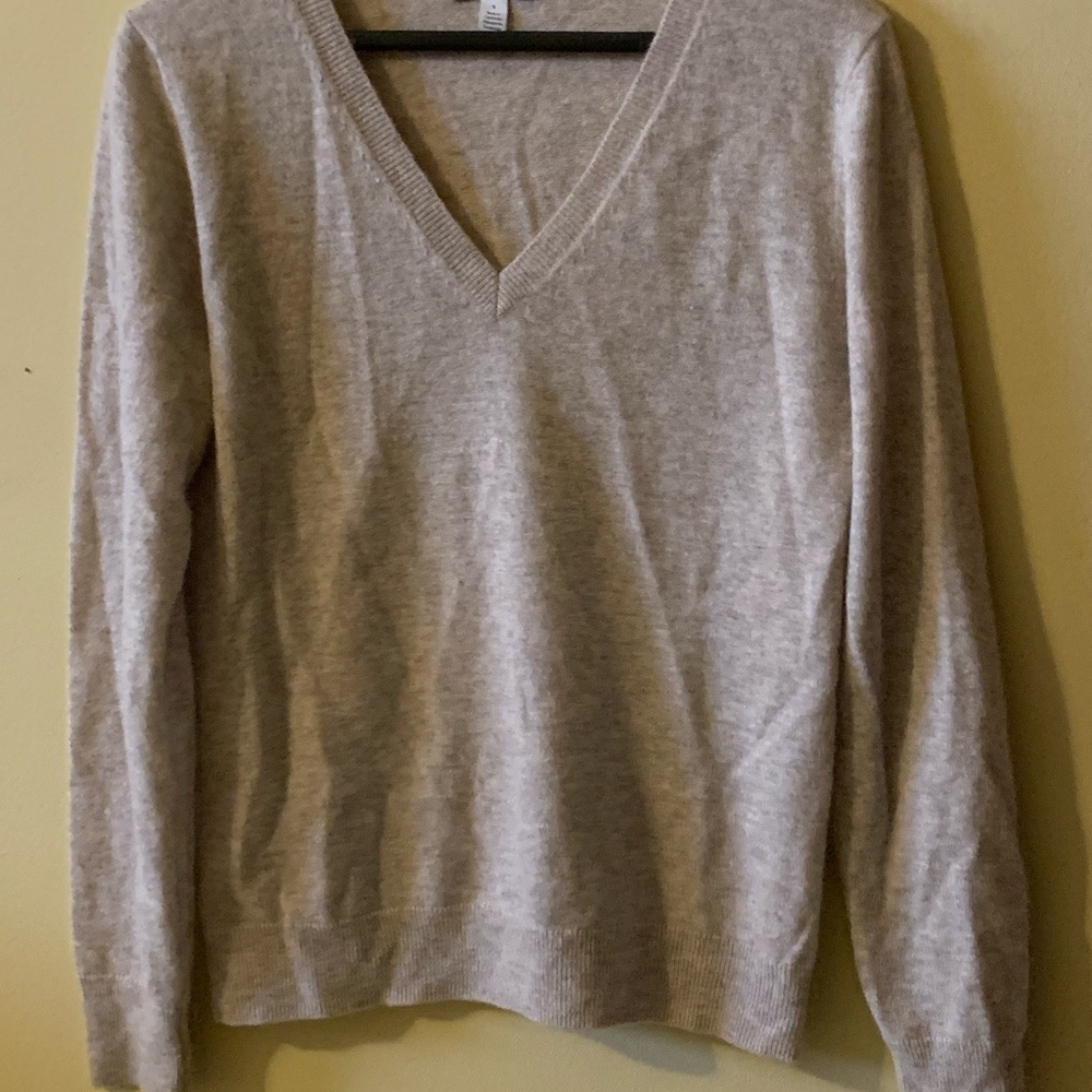 Nordstrom Women's V-Neck Sweater - Light Beige